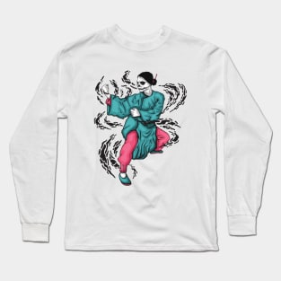 kung fu skull girl Long Sleeve T-Shirt